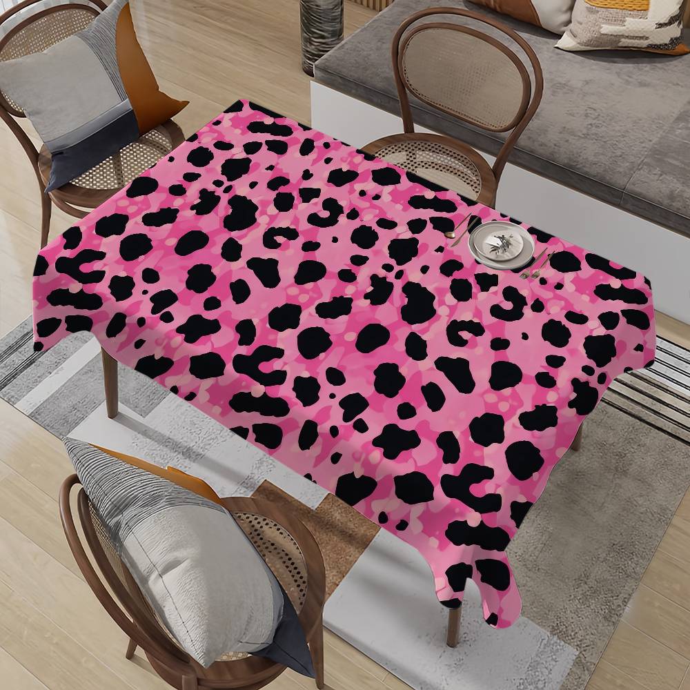 Home Textiles Classic Fashion - Pembe Moda Leopar Baskı Desen Masa