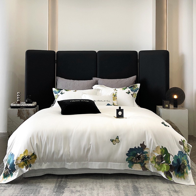 Home Textiles Super Soft - Nakış beyaz 800TC mısır pamuk ipeksi