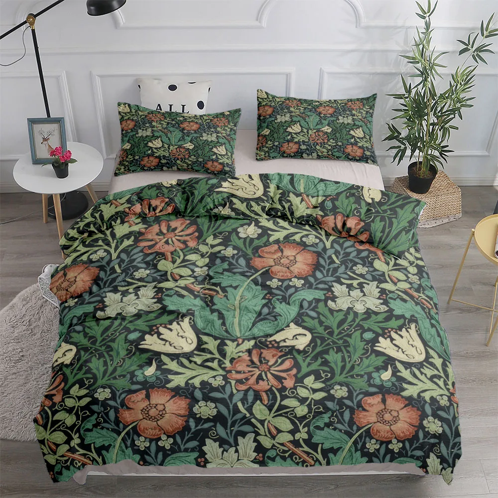 Linen Duvet Cover - William Morris Neoklasik Çiçek ve Kuşlar