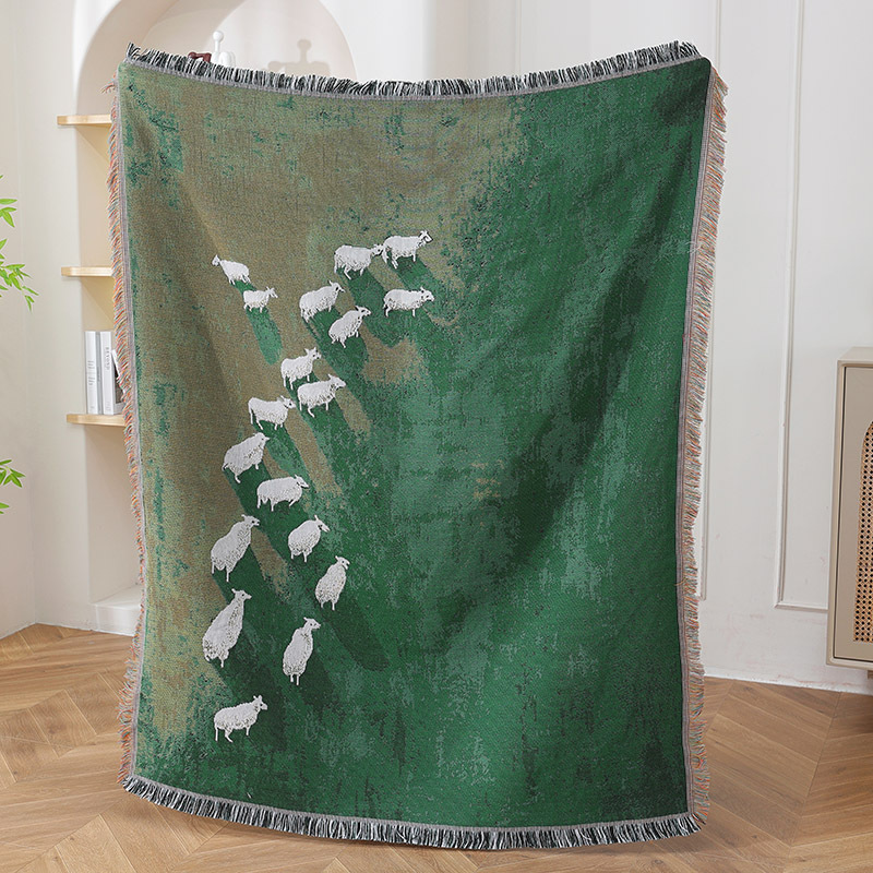 Home Textiles City - Tekstil Şehri Koyun Sürüsü Yeşil Çayır