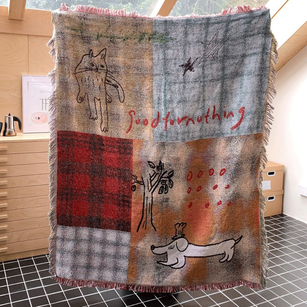 Home Textiles City - Tekstil Şehir Orta Antik Ekose Köpek