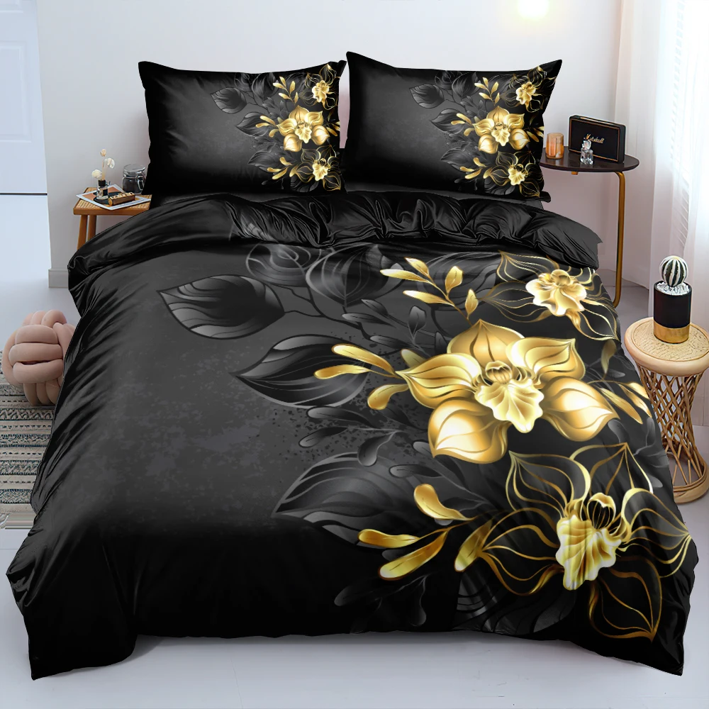 Linen Duvet Cover - 3D Tasarım Çiçekler Nevresim Takımları Yatak