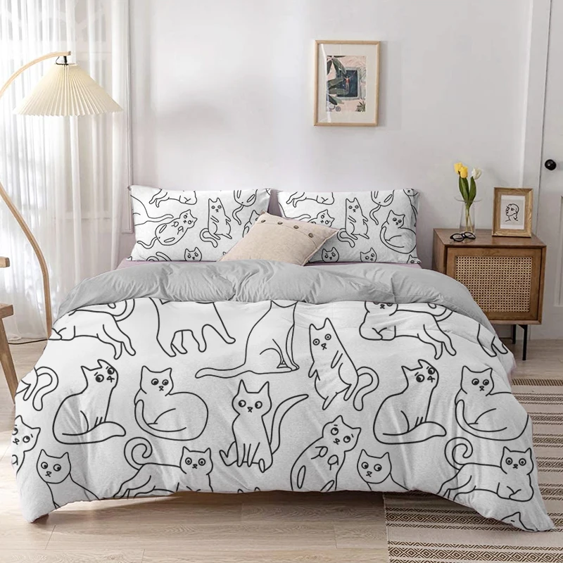 Çizgi film kedi yorgan yatak ö - Linen Duvet Cover incelemesi ve fiyatı