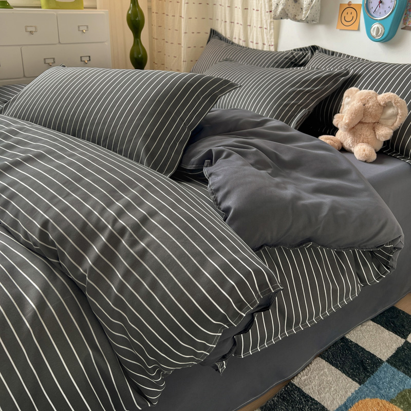 4 adet gri çizgili nevresim ta - Linen Duvet Cover incelemesi ve fiyatı
