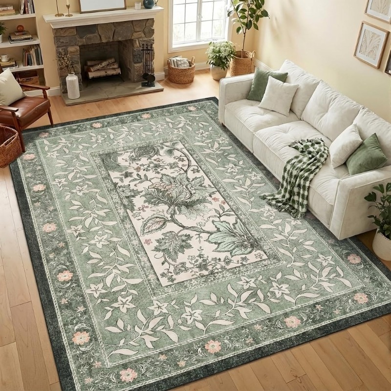 Retro Bitki Baskılı Halı Oturm - Home Lines Textiles incelemesi ve fiyatı