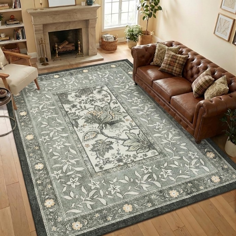 Retro Bitki Baskılı Halı Oturm - Home Lines Textiles incelemesi ve fiyatı